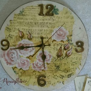 Orologio in legno dipinto a mano rose