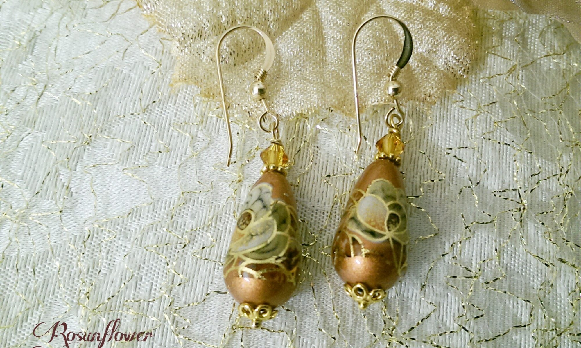 orecchini di perle tensha oro e bronzo