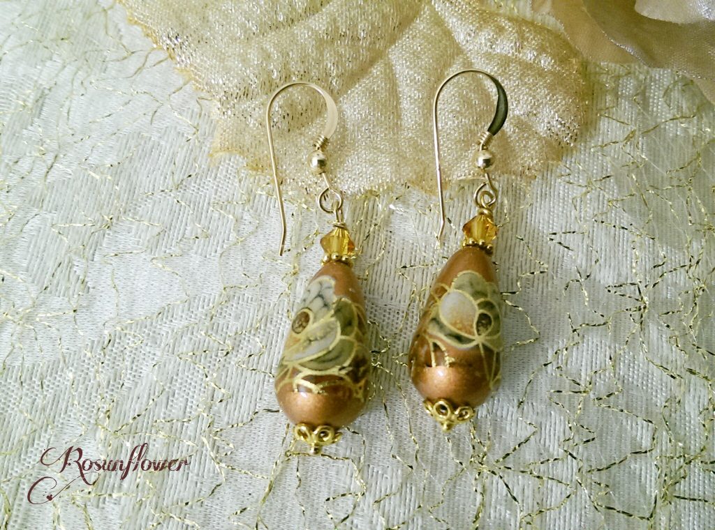 orecchini di perle tensha oro e bronzo