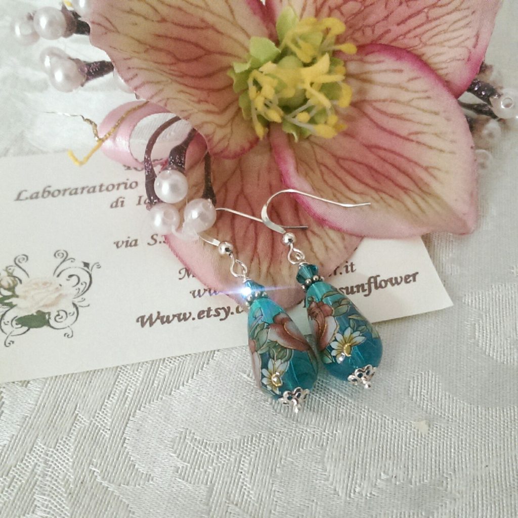 orecchini con perle tensha acquamarina