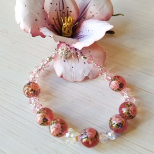 bracciale rosa con perle